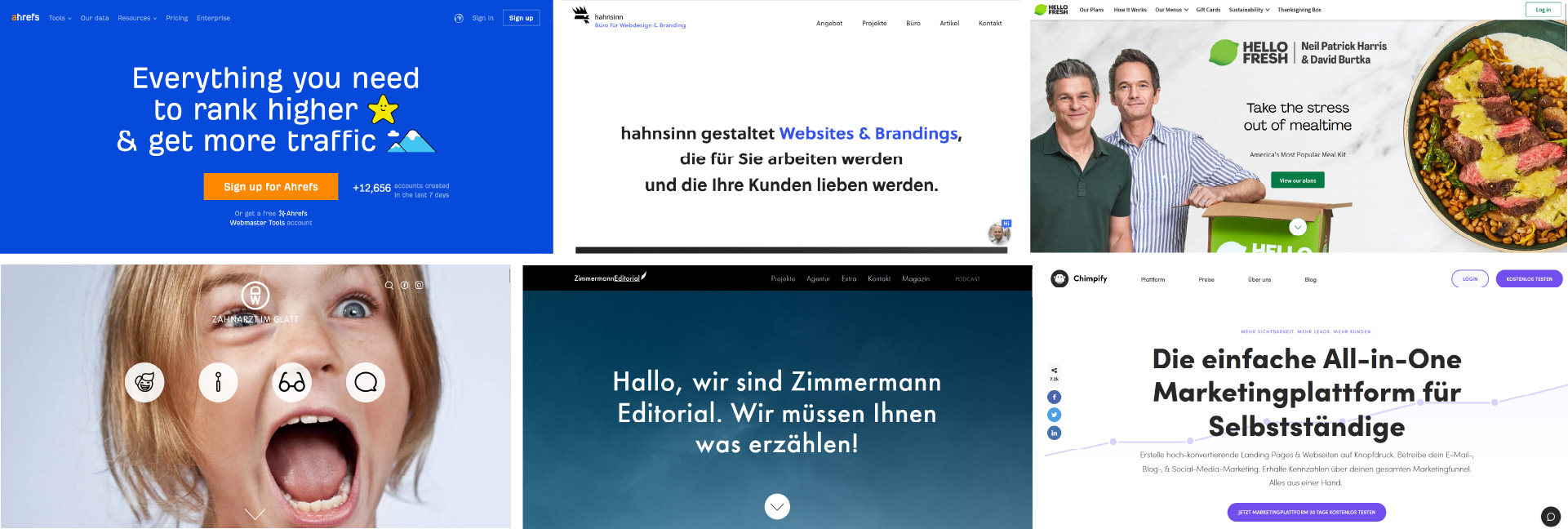 Aufbau Website Header Beispiele